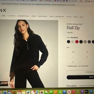 SPANX Black Half-Zip Pullover Sweatshirt